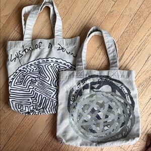 System Of A Down Gray Graphic Tote Bags